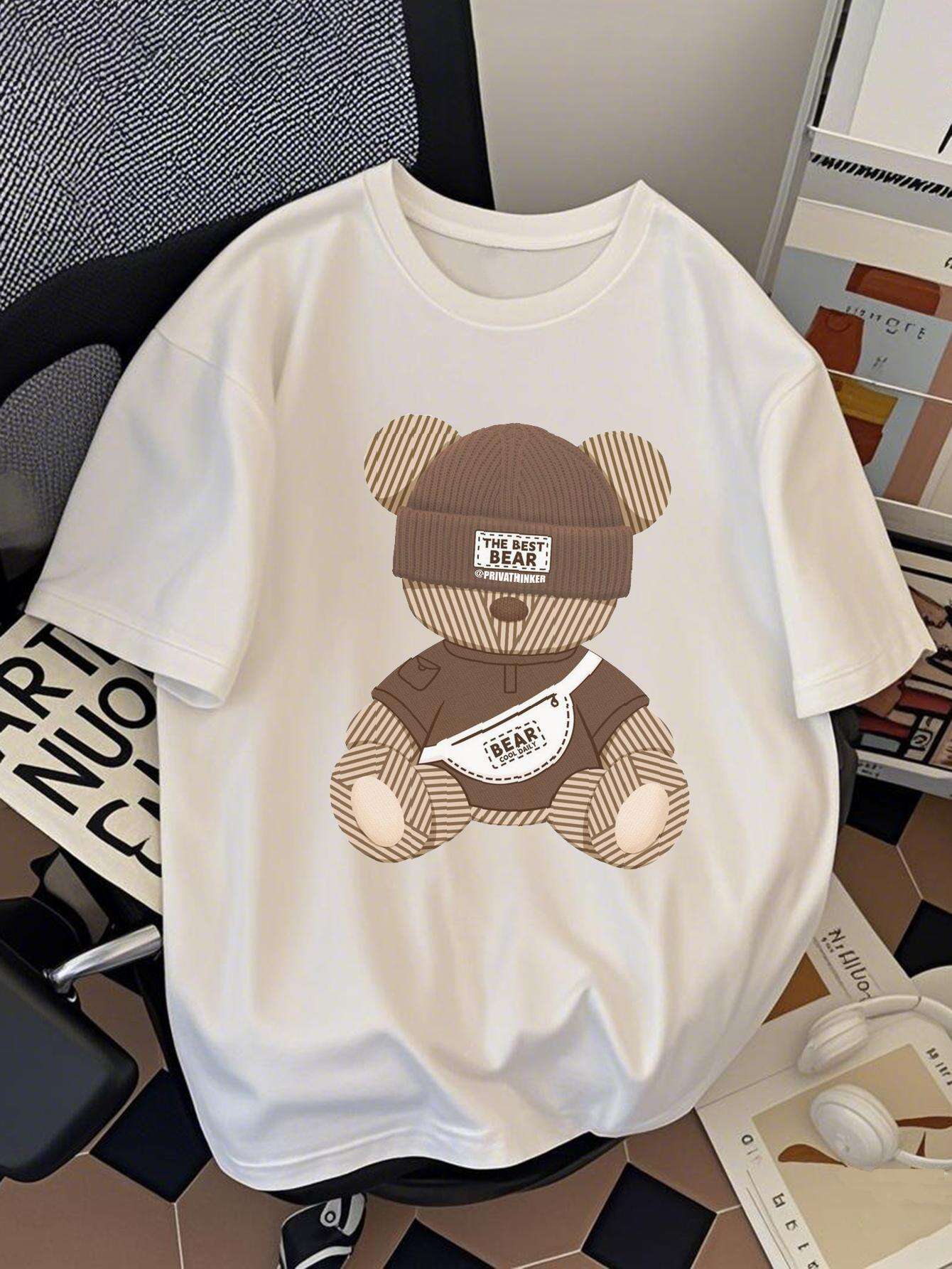 Men’s Relaxed Fit Cotton T-Shirt – Teddy Bear “Bear Don’t Worry” Graphic