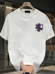 Men’s Heavyweight Cotton T-Shirt – Purple & White Lettering Graphic