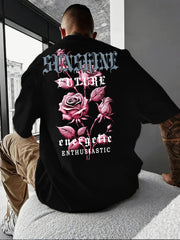 Men’s Casual Short Sleeve T-Shirt – Bold Rose Floral & Motivational Print