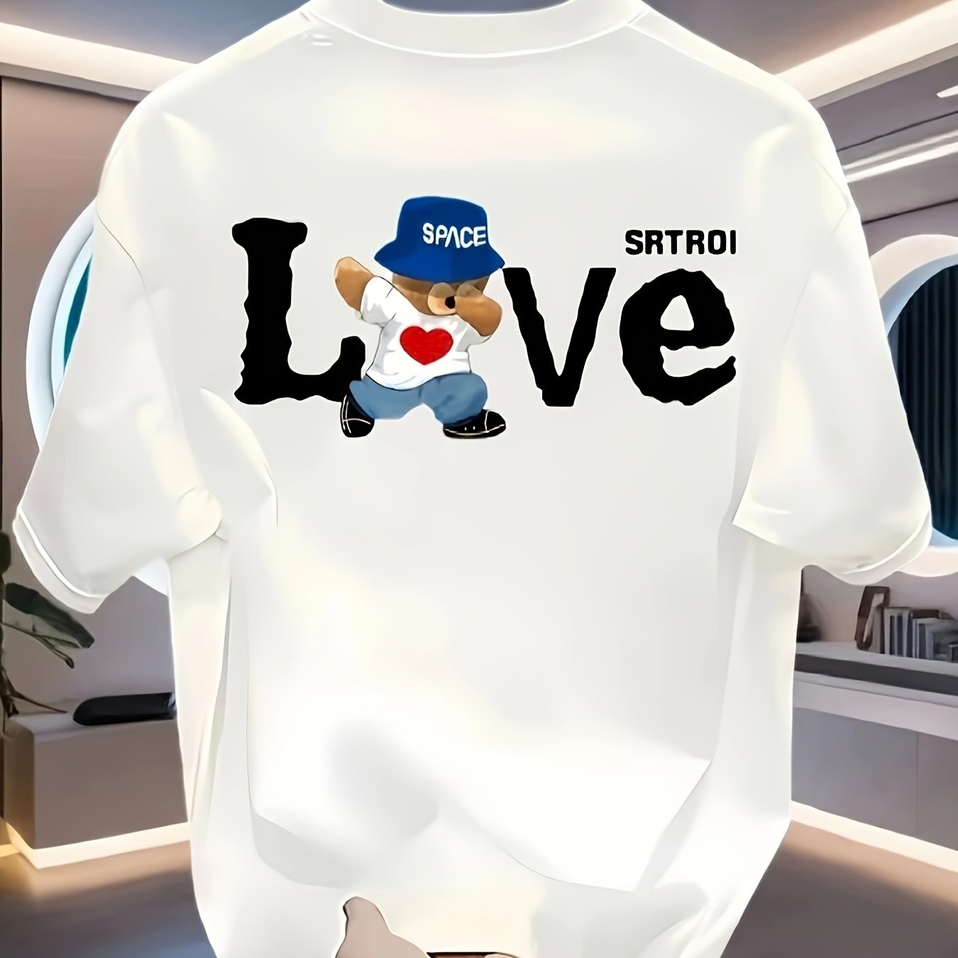Men’s Heavyweight Cotton T-Shirt – Black Retro “LOVE” Graphic