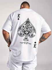 Men's Graphic Tee – 'K' & Ace of Spades Design, Lightweight All-Season Comfort