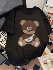 Men's Relaxed Fit Cotton Teddy Bear Graphic T-Shirt – Summer Streetwear Tee