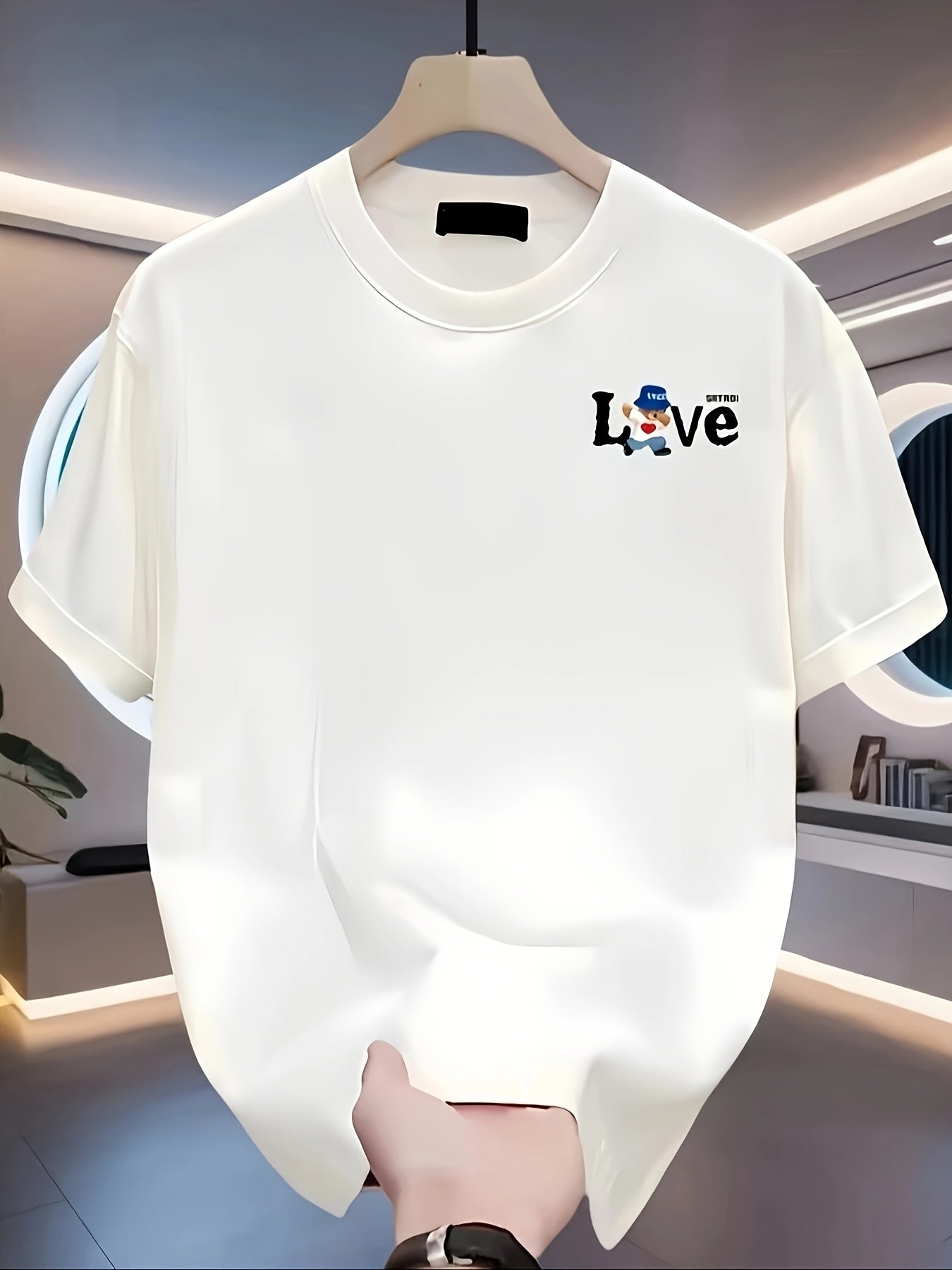 Men’s Heavyweight Cotton T-Shirt – Black Retro “LOVE” Graphic
