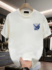 Men’s Black Cotton T-Shirt – Blue & Purple “TAT” Eagle Graphic